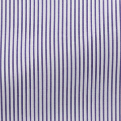 Thomas Mason White Two Ply Sea Island Cotton Poplin with Purple Candy Stripe