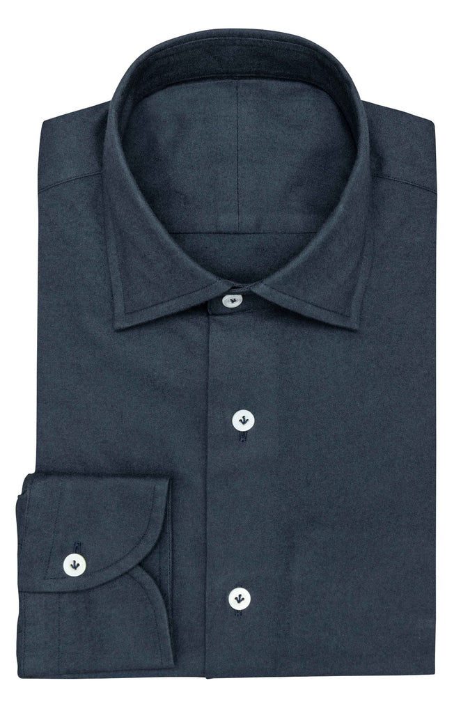 Canclini Navy Blue Organic Cotton Flannel Poplin