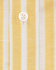 Weba Lemon Yellow Cotton & Linen Basketweave with White Stripes