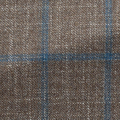 Loro-Piana-Light-Brown-Wool-Silk-Cashmere-With-Blue-Double-WindowpanePC15 280gr Fabric