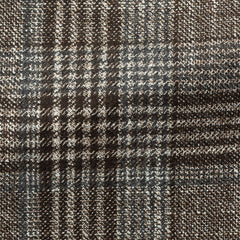 Loro-Piana-Dark-Brown-Wool-Silk-Cashmere-Glencheck-With-Grey-WindowpanePC15 280gr Fabric