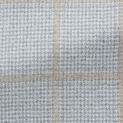 Possencollection-Light-Grey-Wool-Houndstooth-With-Camel-WindowpanePC13 310g Fabric