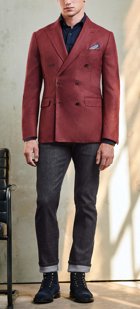 Loro Piana Dark Raspberry Brushed Merino Wool & Silk Faux Uni Twill