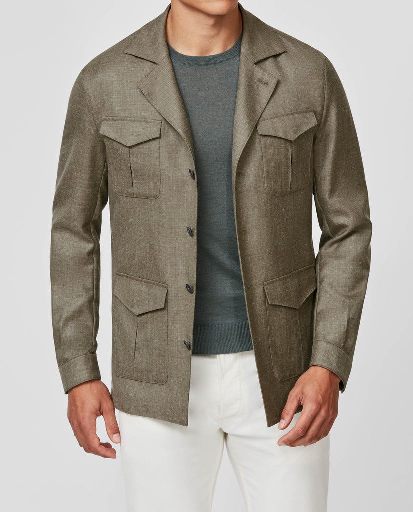 Di Pray Taupe Wool, Silk & Linen Lightweight Twill