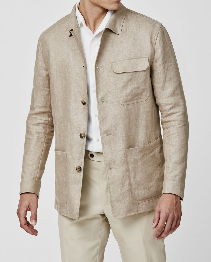 Baird McNutt Khaki Irish Linen with Micro Effect