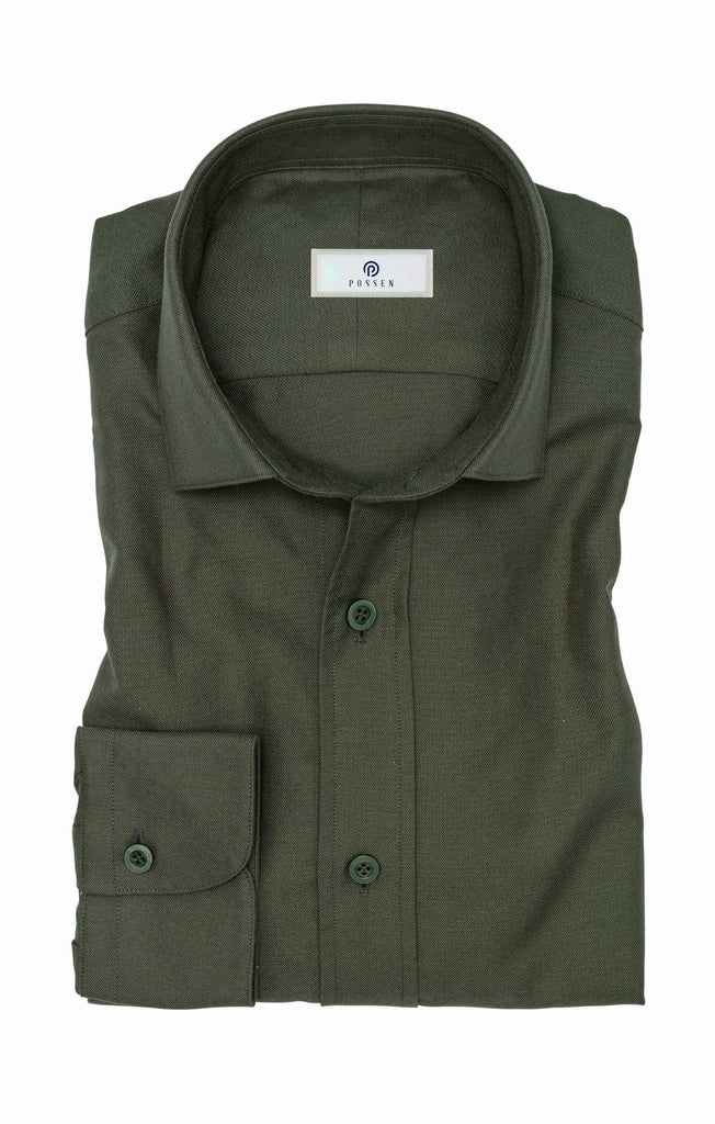 Somelos Dark Olive Cotton Oxford Informal